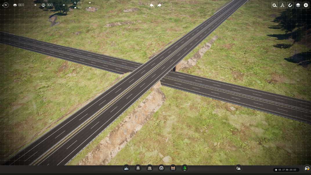 Two main roads used as the foundation for an interchange